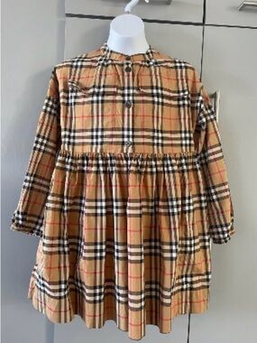 Burberry Classic Tan Plaid Button-Front Dress for a girl size 8Y  /135cm